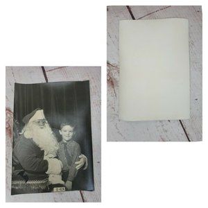 Vintage Black And White Photo Of Boy And Santa Christmas Photo